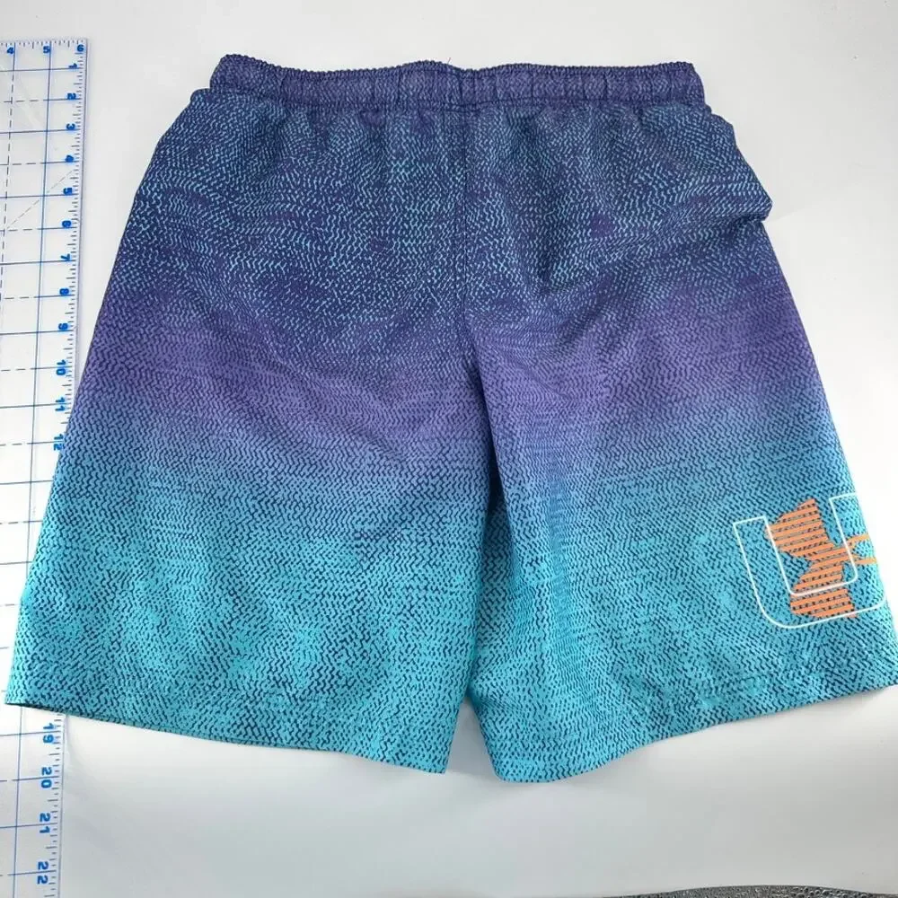 Under Armour Boys Swim Trunks YXL Blue orange Lined Mesh Shorts